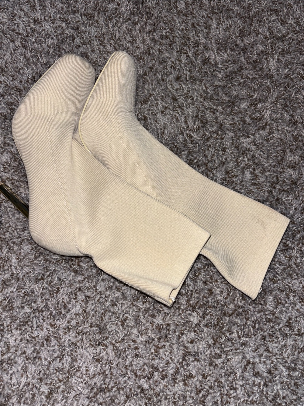 Forever 21 Cream Stretch Sock Ankle Boots